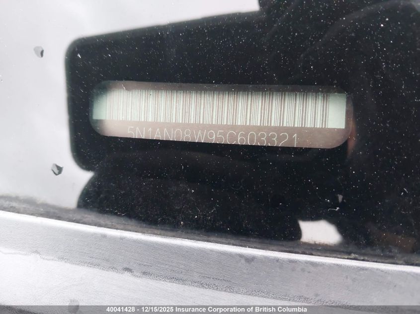 2005 Nissan Xterra Off Road/S/Se VIN: 5N1AN08W95C603321 Lot: 40041428