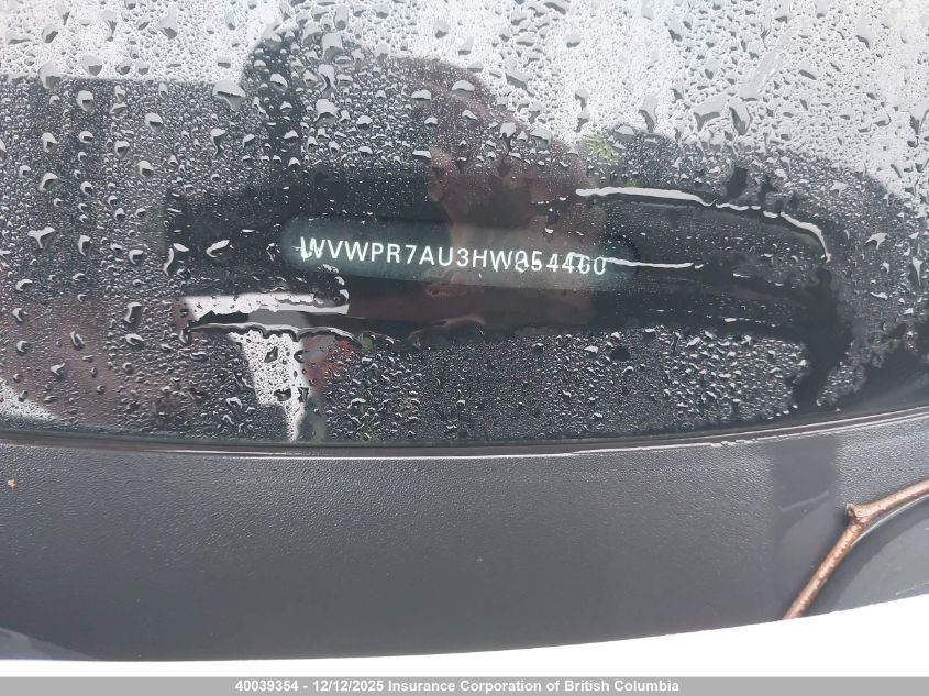 2017 Volkswagen E-Golf Sel Premium VIN: WVWPR7AU3HW954460 Lot: 40039354