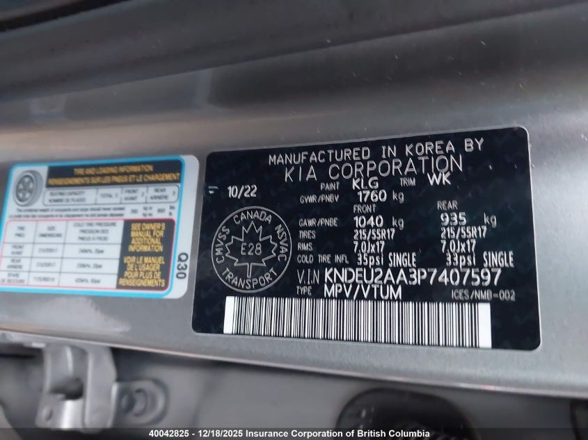 2023 Kia Seltos S VIN: KNDEU2AA3P7407597 Lot: 40042825