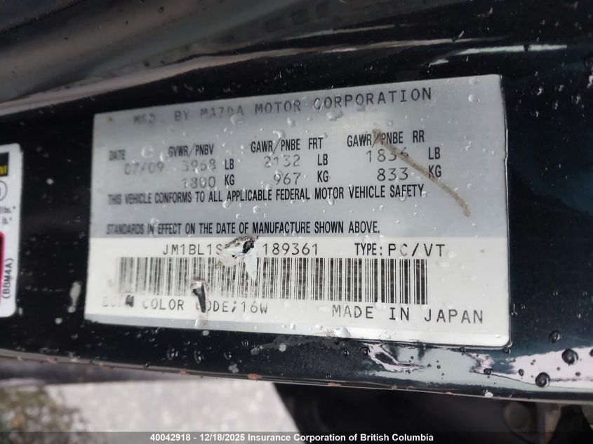 2010 Mazda 3 I VIN: JM1BL1SF5A1189361 Lot: 40042918