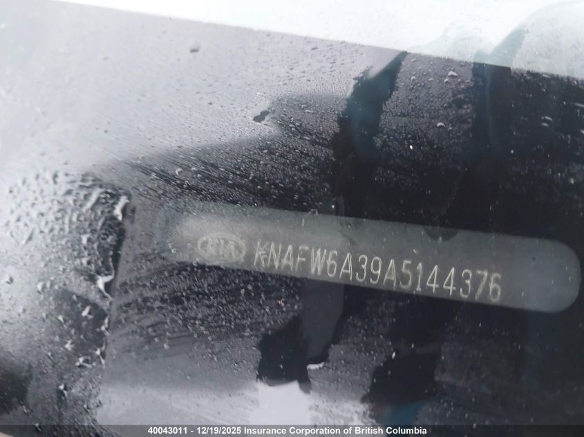 2010 Kia Forte VIN: KNAFW6A39A5144376 Lot: 40043011