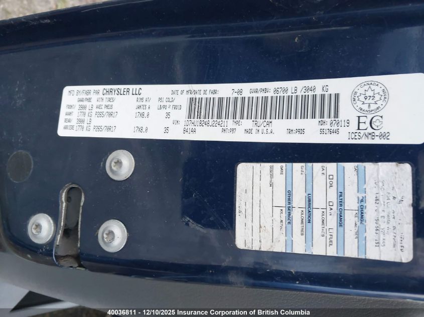 2008 Dodge Ram 1500 St/Slt VIN: 1D7HU18248J224211 Lot: 40036811