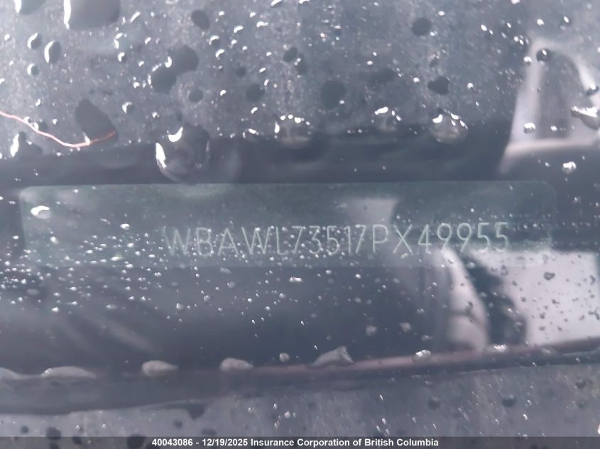 2007 BMW 3-Series VIN: WBAWL73517PX49955 Lot: 40043086