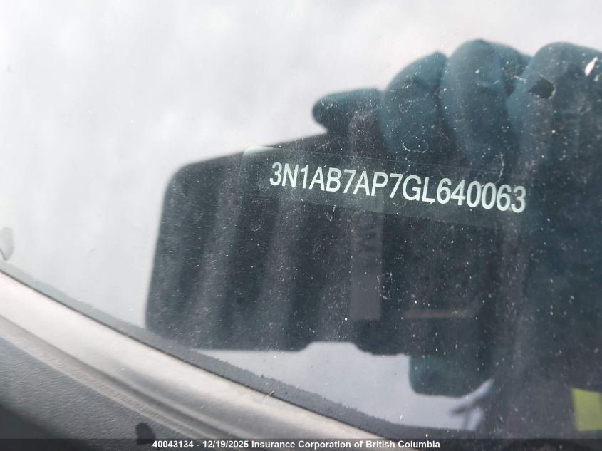 2016 Nissan Sentra S/Sv/Sr/Sl VIN: 3N1AB7AP7GL640063 Lot: 40043134