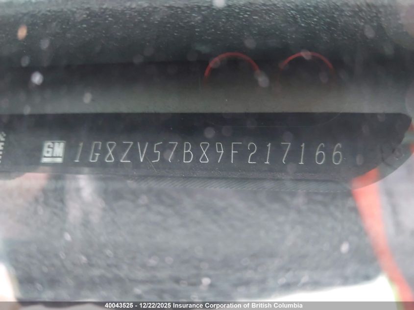2009 Saturn Aura VIN: 1G8ZV57B89F217166 Lot: 40043525