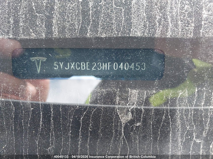 2017 Tesla Model X Awd/Standard Range VIN: 5YJXCBE23HF040453 Lot: 40045133