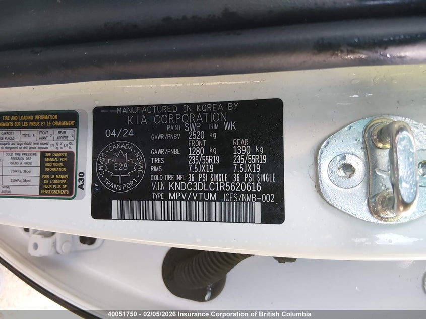 2024 Kia Ev6 Light/Wind VIN: KNDC3DLC1R5620616 Lot: 40051750