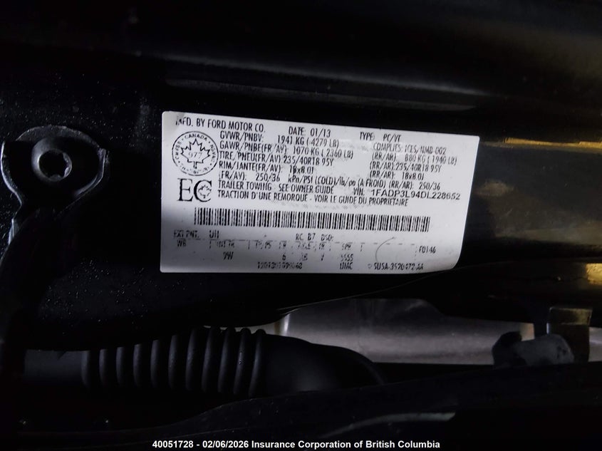 2013 Ford Focus St St VIN: 1FADP3L94DL228652 Lot: 40051728
