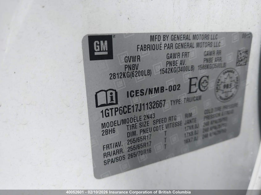 2018 GMC Canyon Sle VIN: 1GTP6CE17J1132667 Lot: 40052601