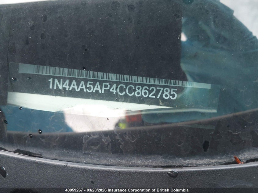 2012 Nissan Maxima S/Sv VIN: 1N4AA5AP4CC862785 Lot: 40059267