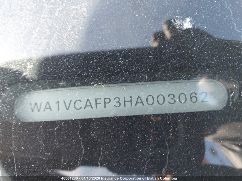 2017 Audi Sq5 VIN: WA1VCAFP3HA003062 Lot: 40061280