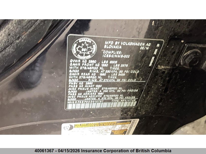 2014 Volkswagen Touareg 3.0 Tdi Comfortline/3.0 Tdi Execline/Highline VIN: WVGDP9BP6ED012757 Lot: 40061367