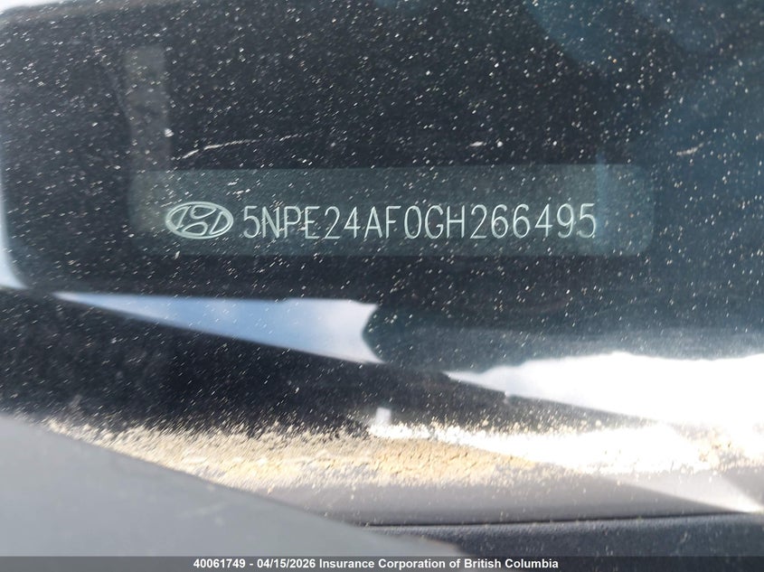 2016 Hyundai Sonata Se VIN: 5NPE24AF0GH266495 Lot: 40061749