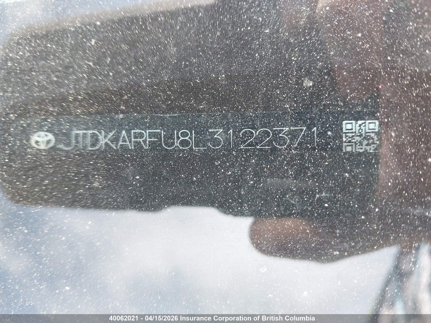 2020 Toyota Prius VIN: JTDKARFU8L3122371 Lot: 40062021