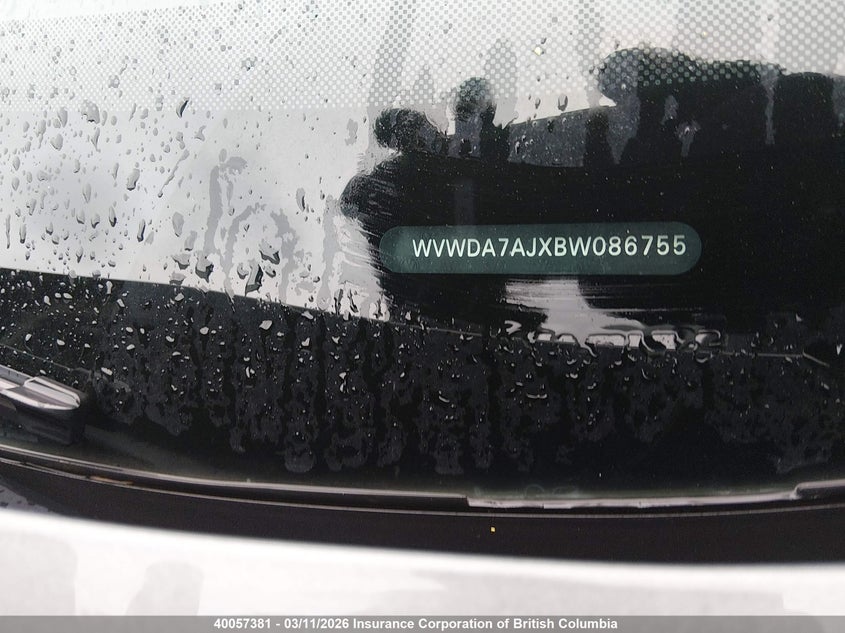 2011 Volkswagen Golf VIN: WVWDA7AJXBW086755 Lot: 40057381