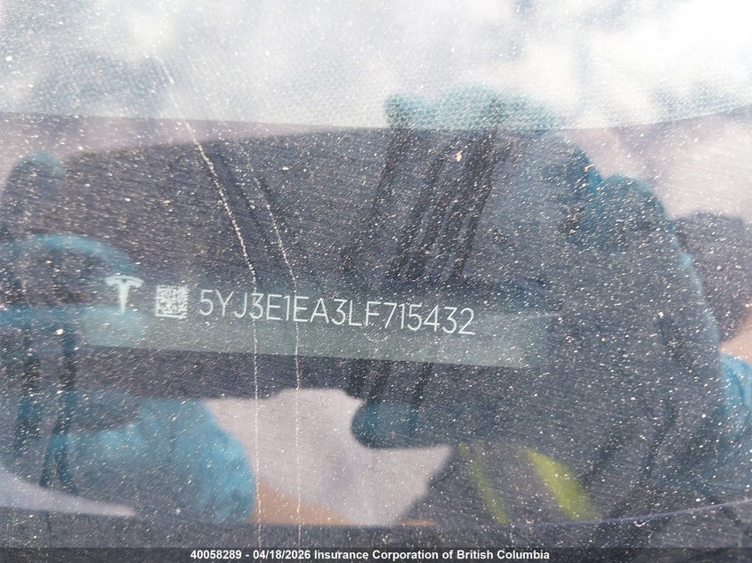 2020 Tesla Model 3 VIN: 5YJ3E1EA3LF715432 Lot: 40058289