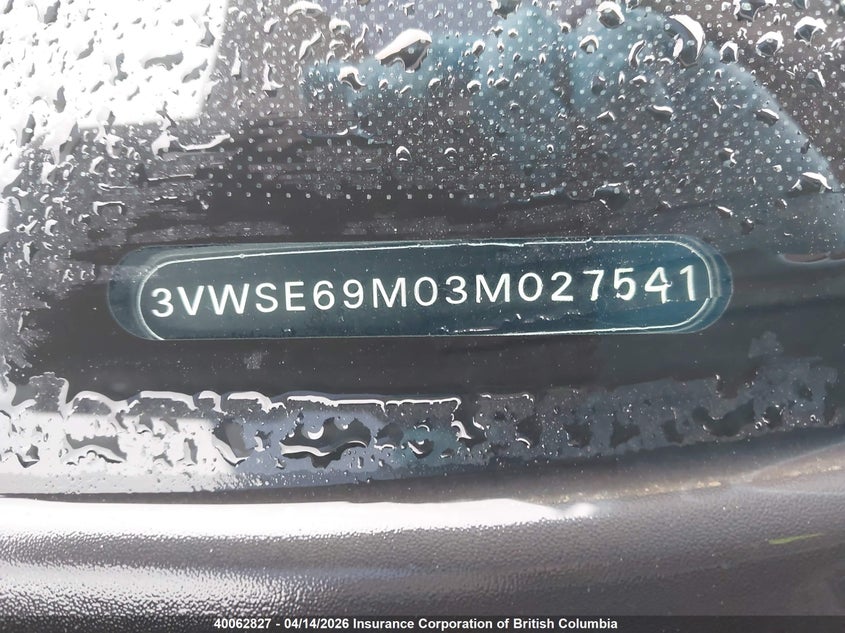 2003 Volkswagen Jetta VIN: 3VWSE69M03M027541 Lot: 40062827