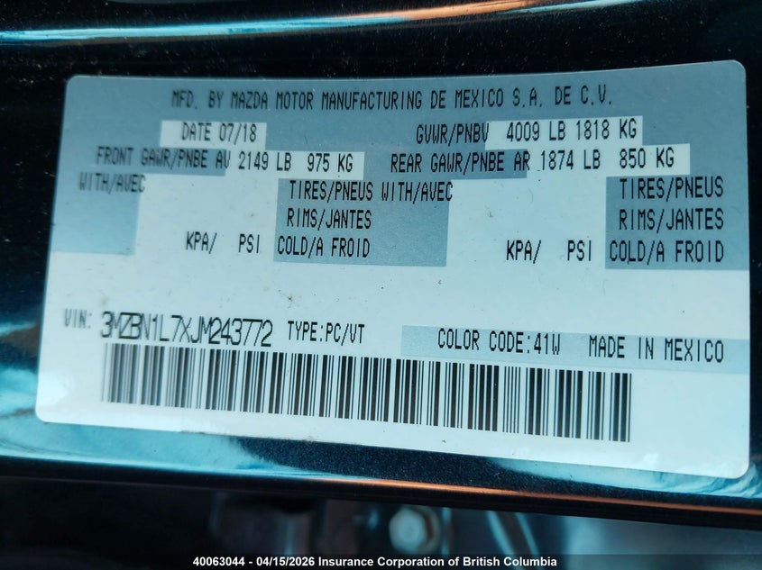 2018 Mazda Mazda3 50Th Anniversary Edition/Gs VIN: 3MZBN1L7XJM243772 Lot: 40063044