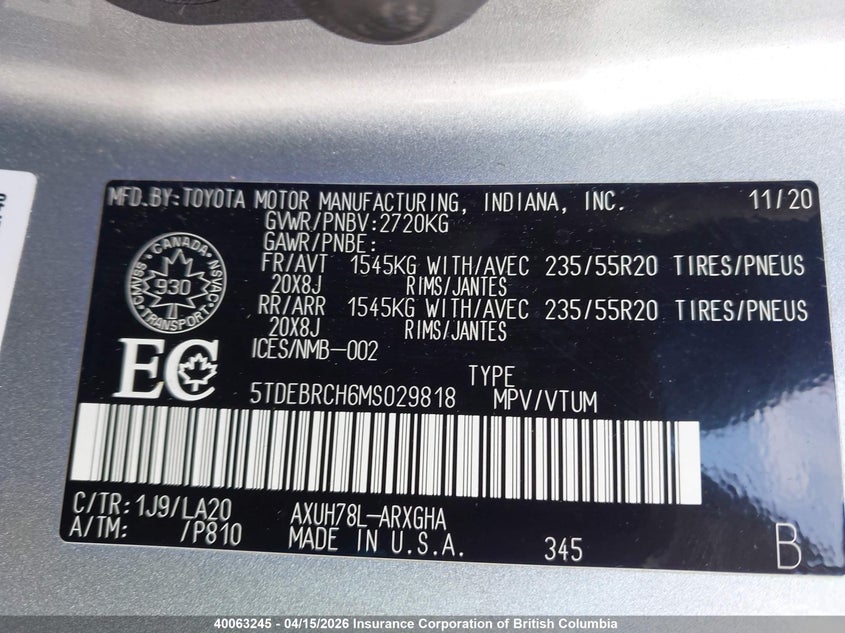 2021 Toyota Highlander Hybrid Platinum VIN: 5TDEBRCH6MS029818 Lot: 40063245