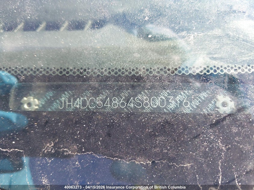 2004 Acura Rsx VIN: JH4DC54864S800316 Lot: 40063273