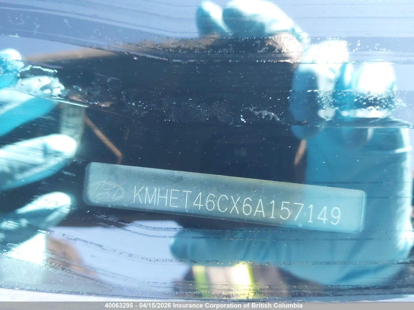 2006 Hyundai Sonata Gl VIN: KMHET46CX6A157149 Lot: 40063295