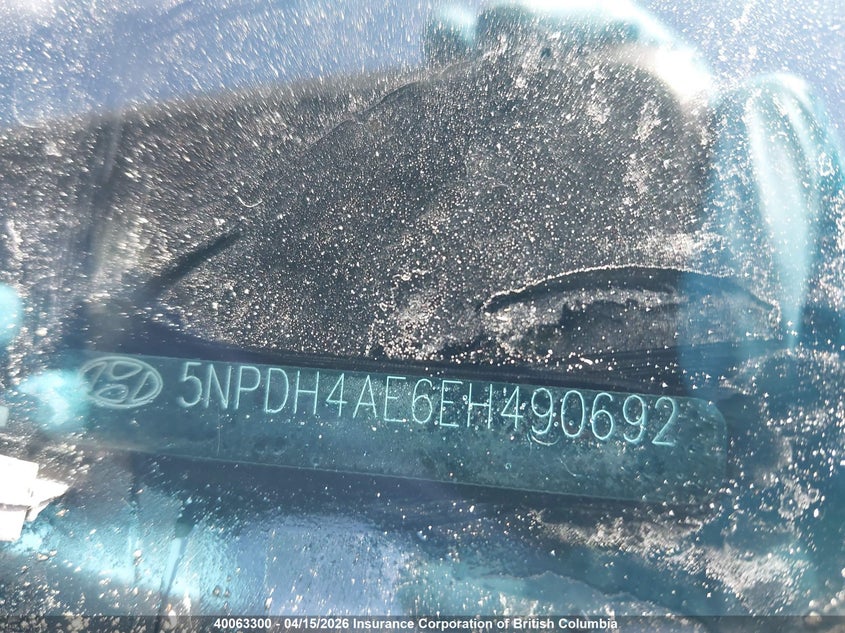 2014 Hyundai Elantra Se/Sport/Limited VIN: 5NPDH4AE6EH490692 Lot: 40063300