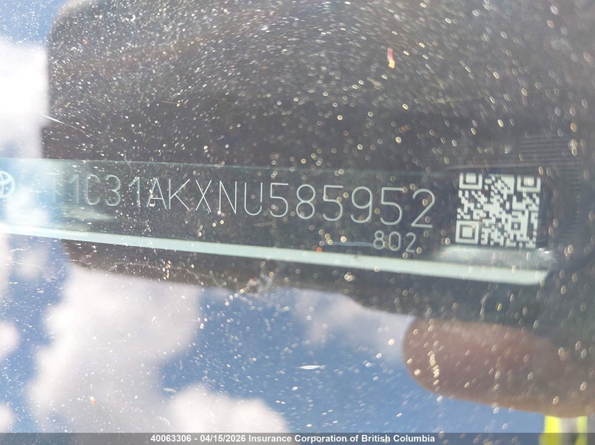 2022 Toyota Camry VIN: 4T1C31AKXNU585952 Lot: 40063306