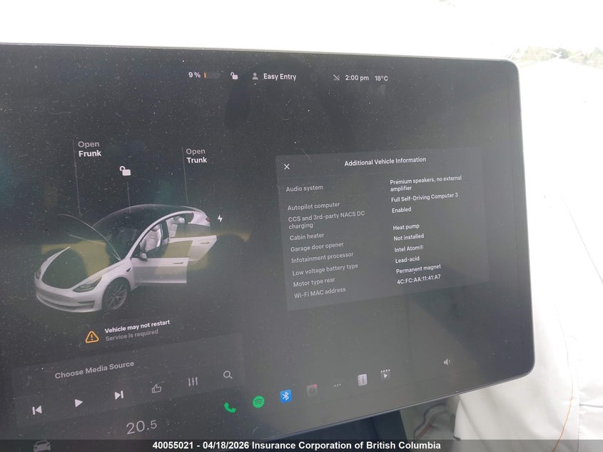 2021 Tesla Model 3 VIN: 5YJ3E1EA8MF964715 Lot: 40055021