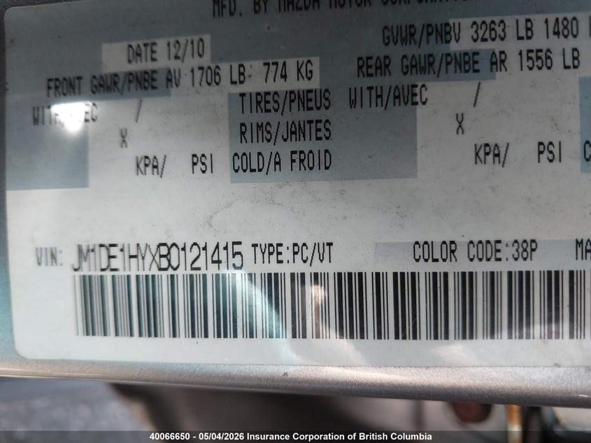 2011 Mazda Mazda2 VIN: JM1DE1HYXB0121415 Lot: 40066650