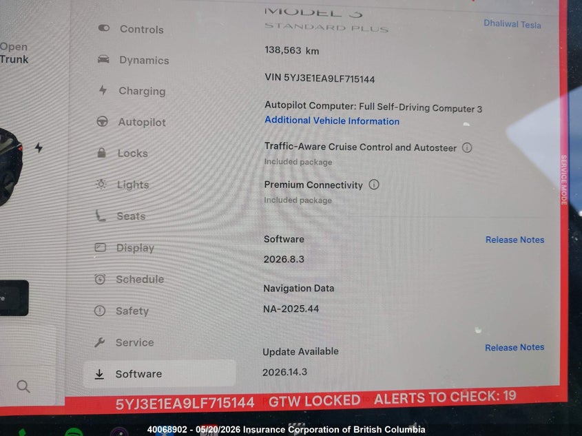 2020 Tesla Model 3 VIN: 5YJ3E1EA9LF715144 Lot: 40068902