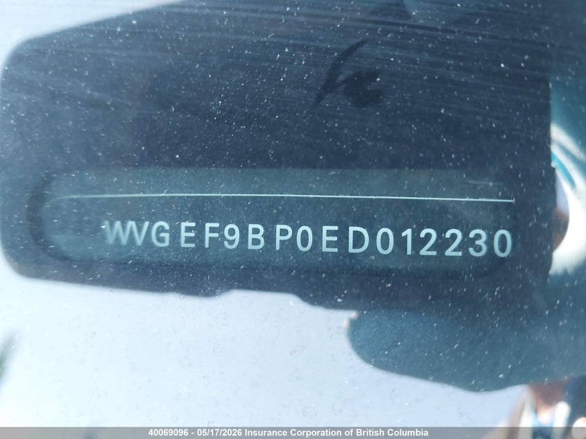 2014 Volkswagen Touareg V6 VIN: WVGEF9BP0ED012230 Lot: 40069096