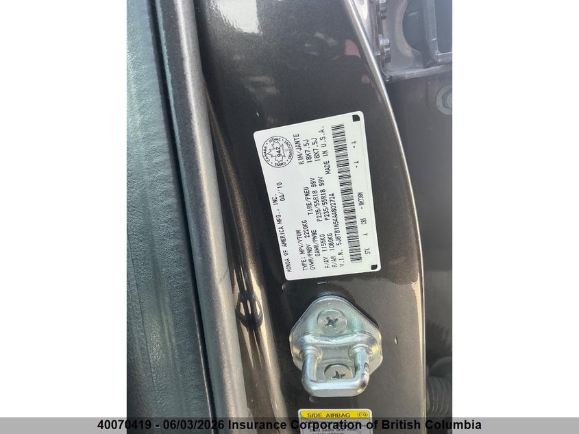 2010 Acura Rdx VIN: 5J8TB1H54AA802724 Lot: 40070419