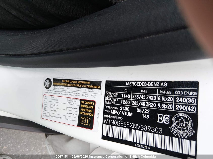 2022 Mercedes-Benz Glc 300 4Matic VIN: W1N0G8EBXNV389303 Lot: 40067151