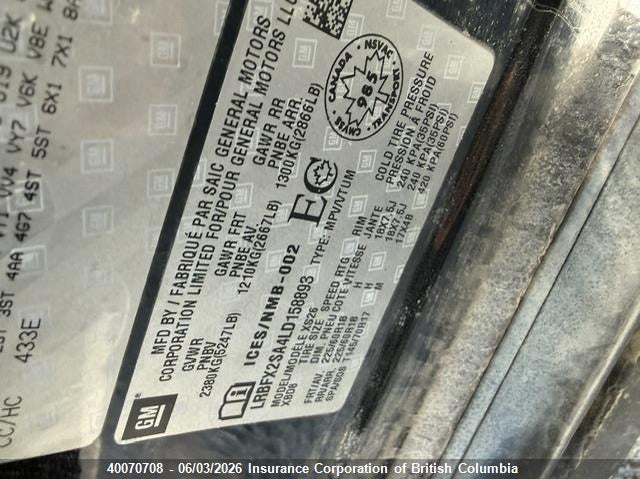 2020 Buick Envision Essence VIN: LRBFX2SA4LD158893 Lot: 40070708