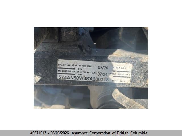 2025 Yamaha Yxf1000 VIN: 5Y4AN58W9SA300118 Lot: 40071017