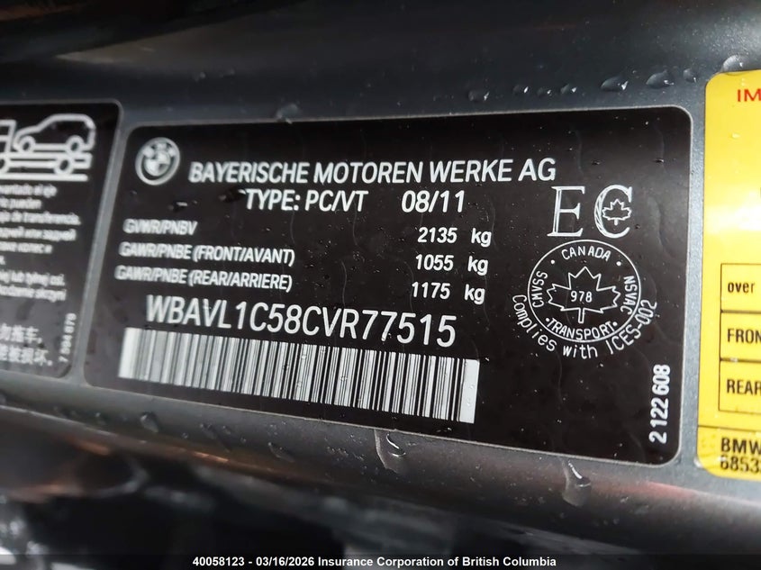 2012 BMW X1 xDrive28I VIN: WBAVL1C58CVR77515 Lot: 40058123