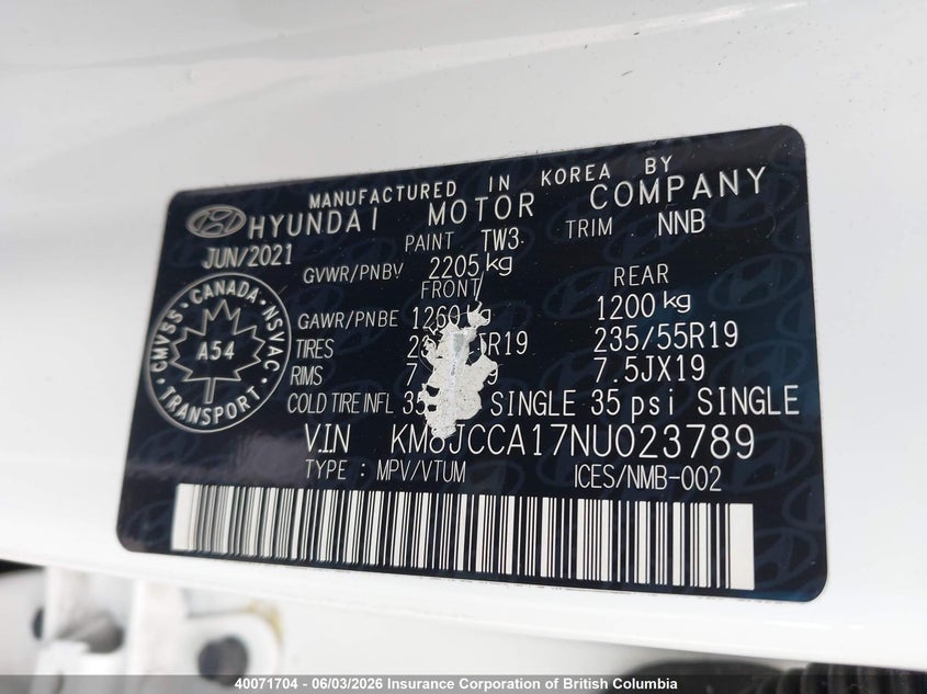 2022 Hyundai Tucson Luxury/Ultimate VIN: KM8JCCA17NU023789 Lot: 40071704