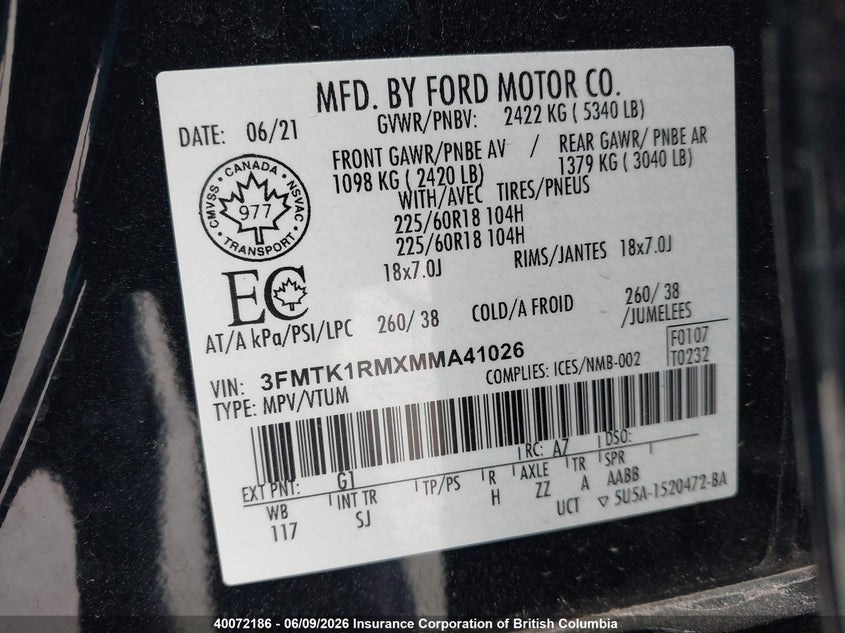 2021 FORD MUSTANG MACH-E SPORT UTILITY VEHICLE ELECTRIC