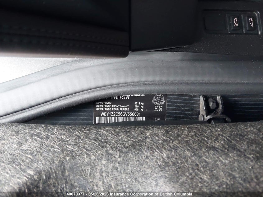 2016 BMW I3 Bev VIN: WBY1Z2C56GV556631 Lot: 40070377