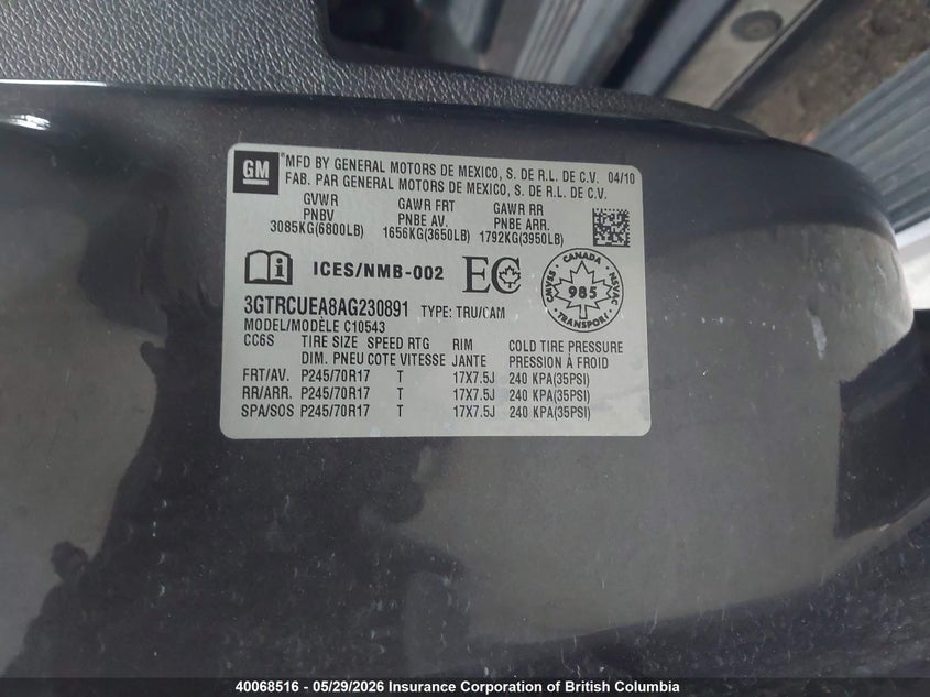 2010 GMC SIERRA PICKUP 4.8L V-8 VVT, 302HP