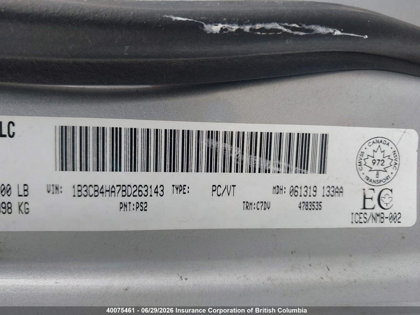 2011 DODGE CALIBER HATCHBACK 2.0L I-4 DOHC, VVT, 158HP