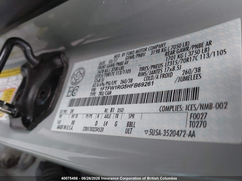 2017 FORD F-150 COUPE 3.5L V-6 DI, DOHC, VVT, TURBO, 450HP