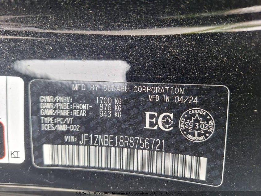 のんきページ 2024 Toyota Gr86 JF1ZNBE18R8756721 from the CANADA