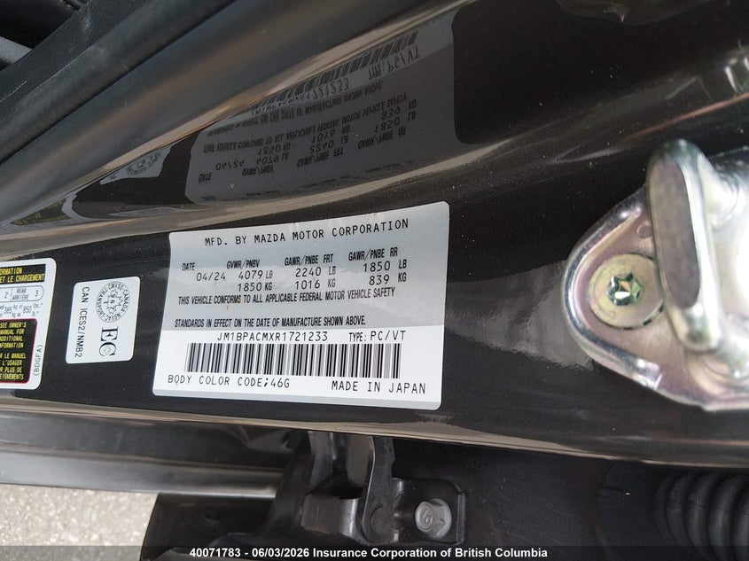 2024 MAZDA 3 SEDAN 2.5L I-4 DI, DOHC, VVT, 191HP