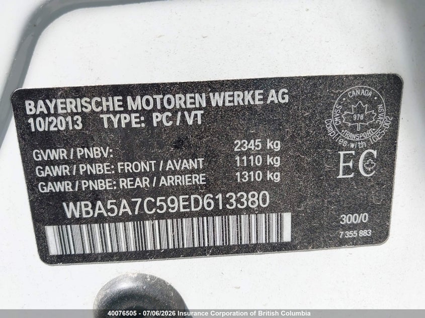 2014 BMW 5ER SEDAN 2.0L I4 FI DOHC 16V NF4