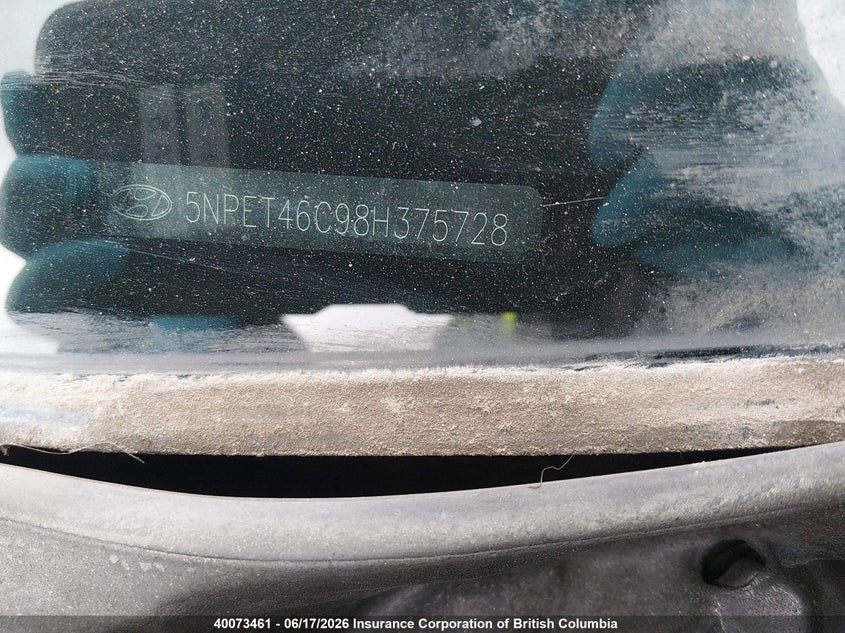 2008 Hyundai Sonata Gls VIN: 5NPET46C98H375728 Lot: 40073461
