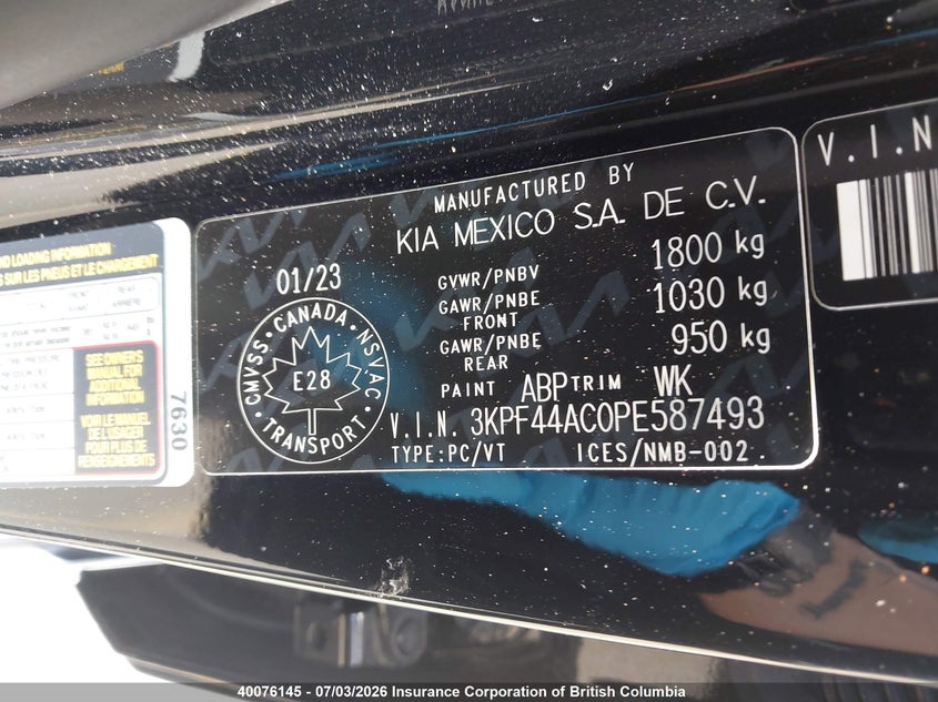 2023 Kia Forte Gt VIN: 3KPF44AC0PE587493 Lot: 40076145