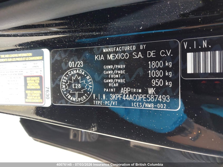 2023 Kia Forte Gt VIN: 3KPF44AC0PE587493 Lot: 40076145