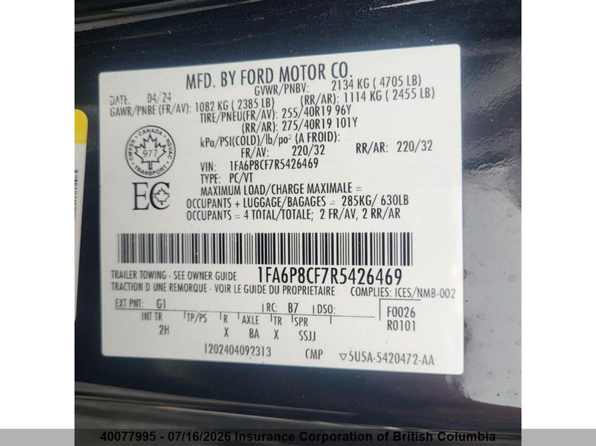 2024 FORD MUSTANG COUPE 5.0L V8 N