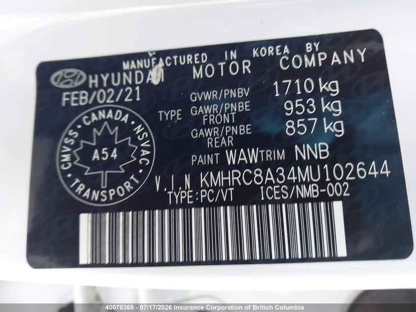 2021 Hyundai Venue VIN: KMHRC8A34MU102644 Lot: 40078365